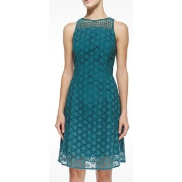 Tory Burch Hallie Broderie Anglaise A-Line Honeycomb Lace Dress No Size Tag - Picture 2 of 8